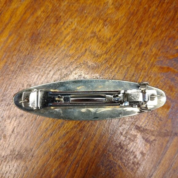 Vintage Mexican Style Mother of Pearl Butterfly Barrette Purple White Silver - Picture 3 of 6